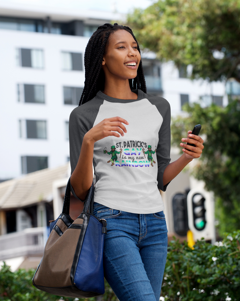 Gay Flag Tri-Blend Raglan Tee St. Patrick's Day Unisex Size - Gay Is My New Rainbow Printify