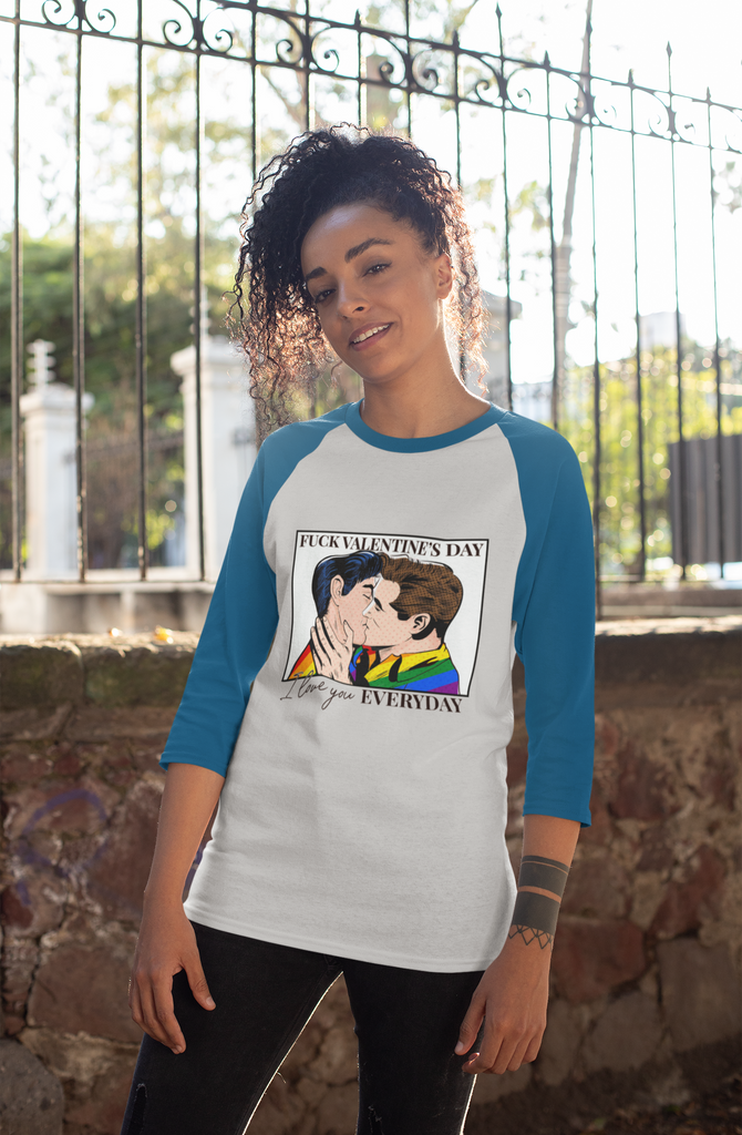 LGBT Flag Tri-Blend Raglan Tee Valentines Day Unisex Size - Fuck Valentines Day Printify