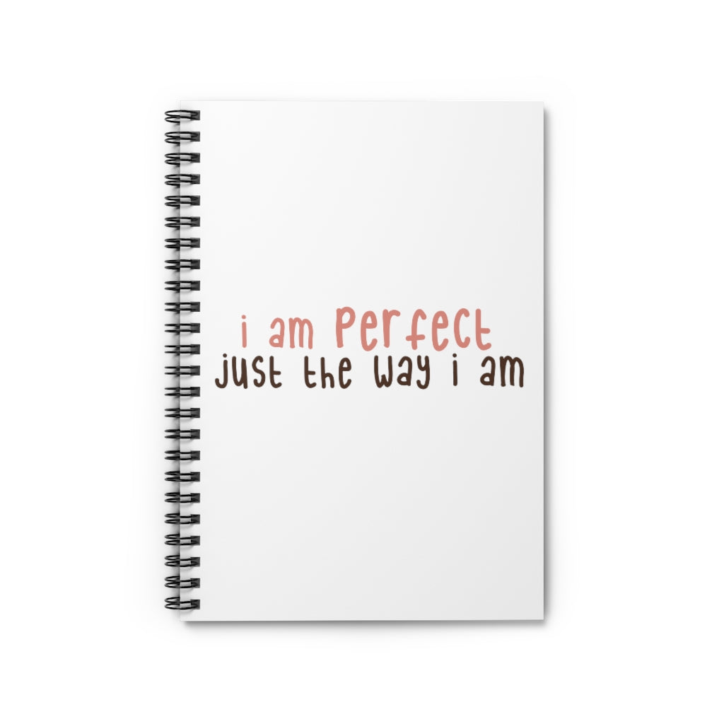 Affirmation Feminist Pro Choice Ruled Line Spiral Notebook - I Am Perfect (Text) Printify