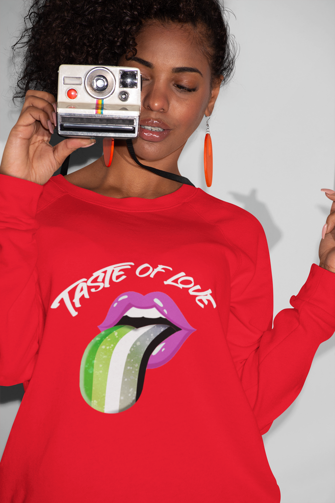 Aromantic Flag LGBTQ Affirmation Crewneck Sweatshirt Unisex Size - Taste Of Love Printify