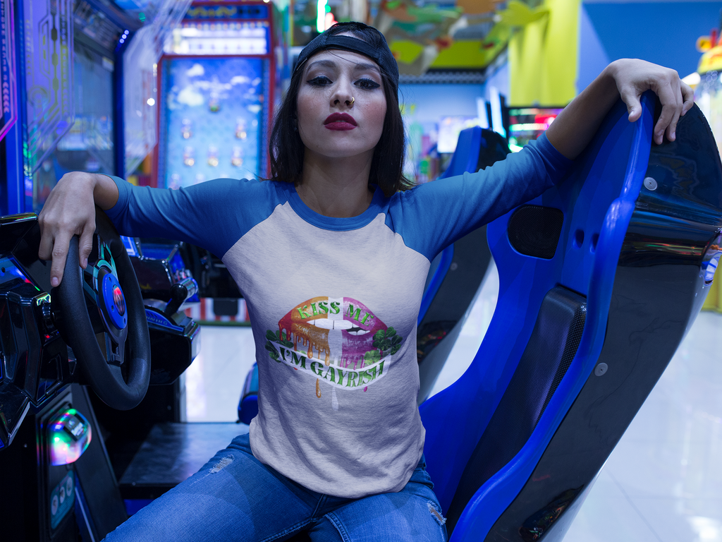 Lesbian Flag Tri-Blend Raglan Tee St. Patrick's Day Unisex Size - Kiss Me Printify