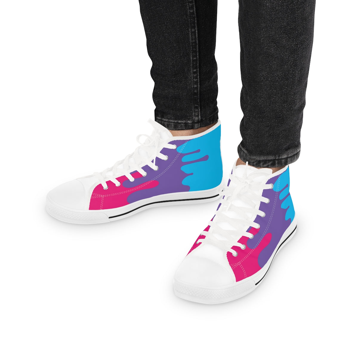 Androgyne Drip Rainbow Flag LGBTQ High Top Sneakers Unisex Size Printify