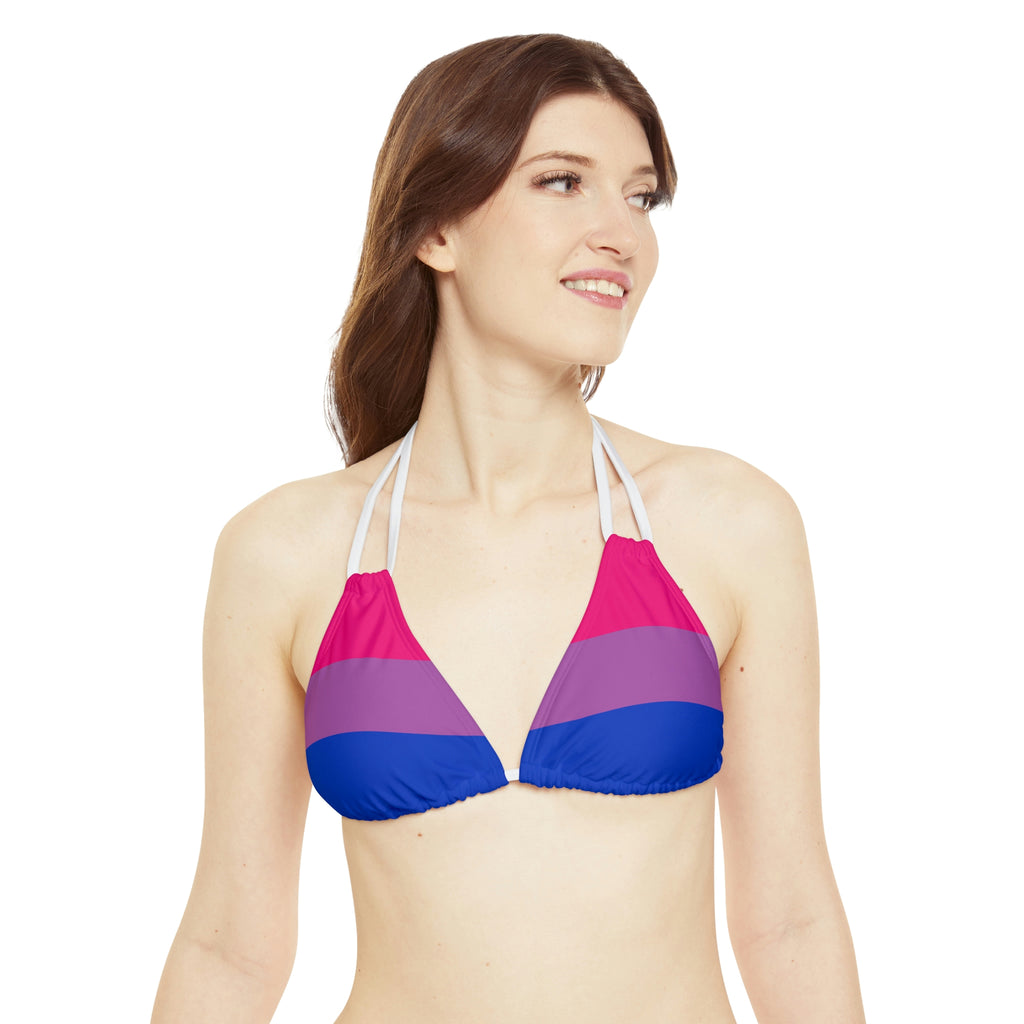 Bisexual Pride Flag Strappy Triangle Bikini Top SHAVA CO