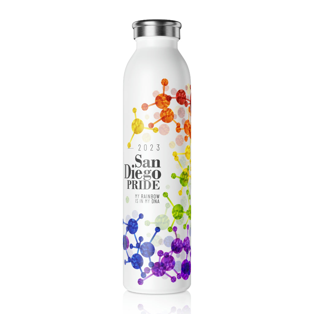 Rainbow Flag Slim Water Bottle San Diego Pride - My Rainbow is In My DNA SHAVA CO