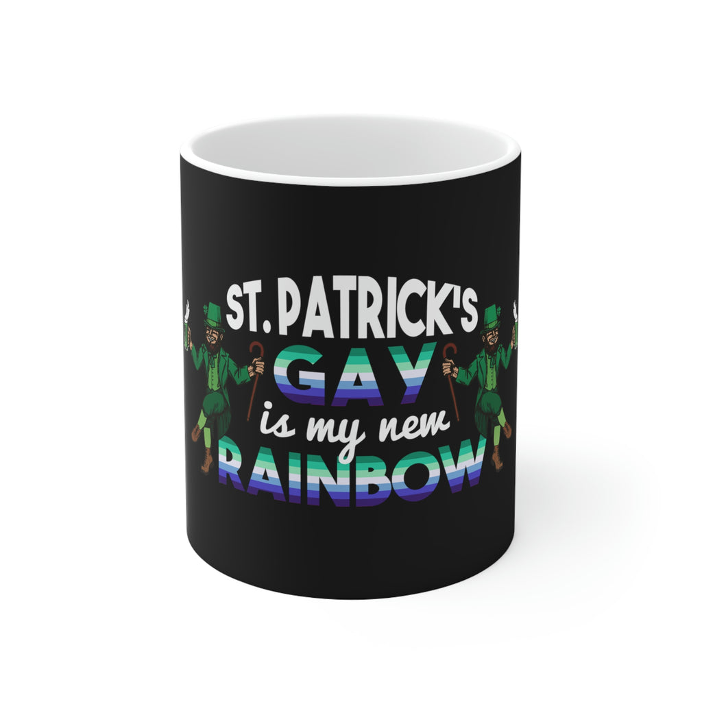 St. Patrick's Day Ceramic Mug 11oz - Gay Is My New Rainbow Printify