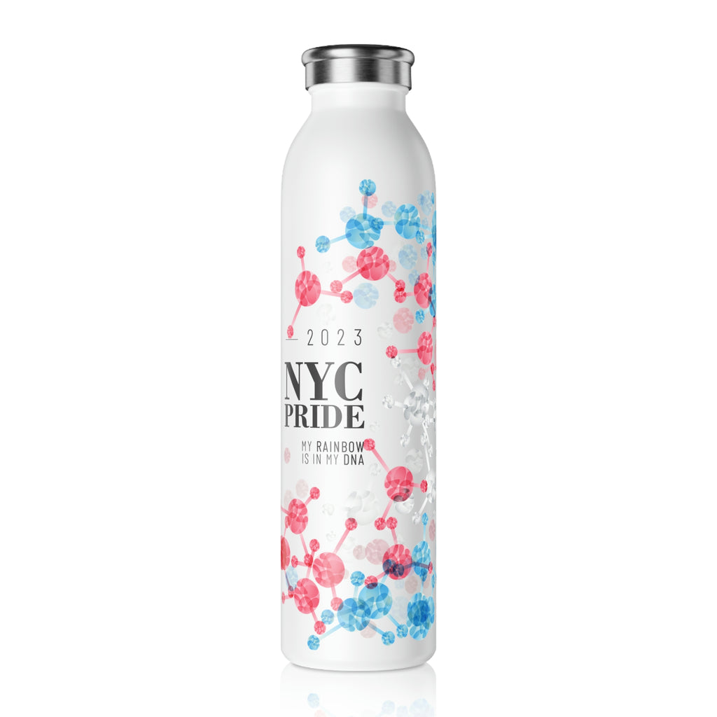 Transgender Flag Slim Water Bottle NYC Pride - My Rainbow is In My DNA SHAVA CO