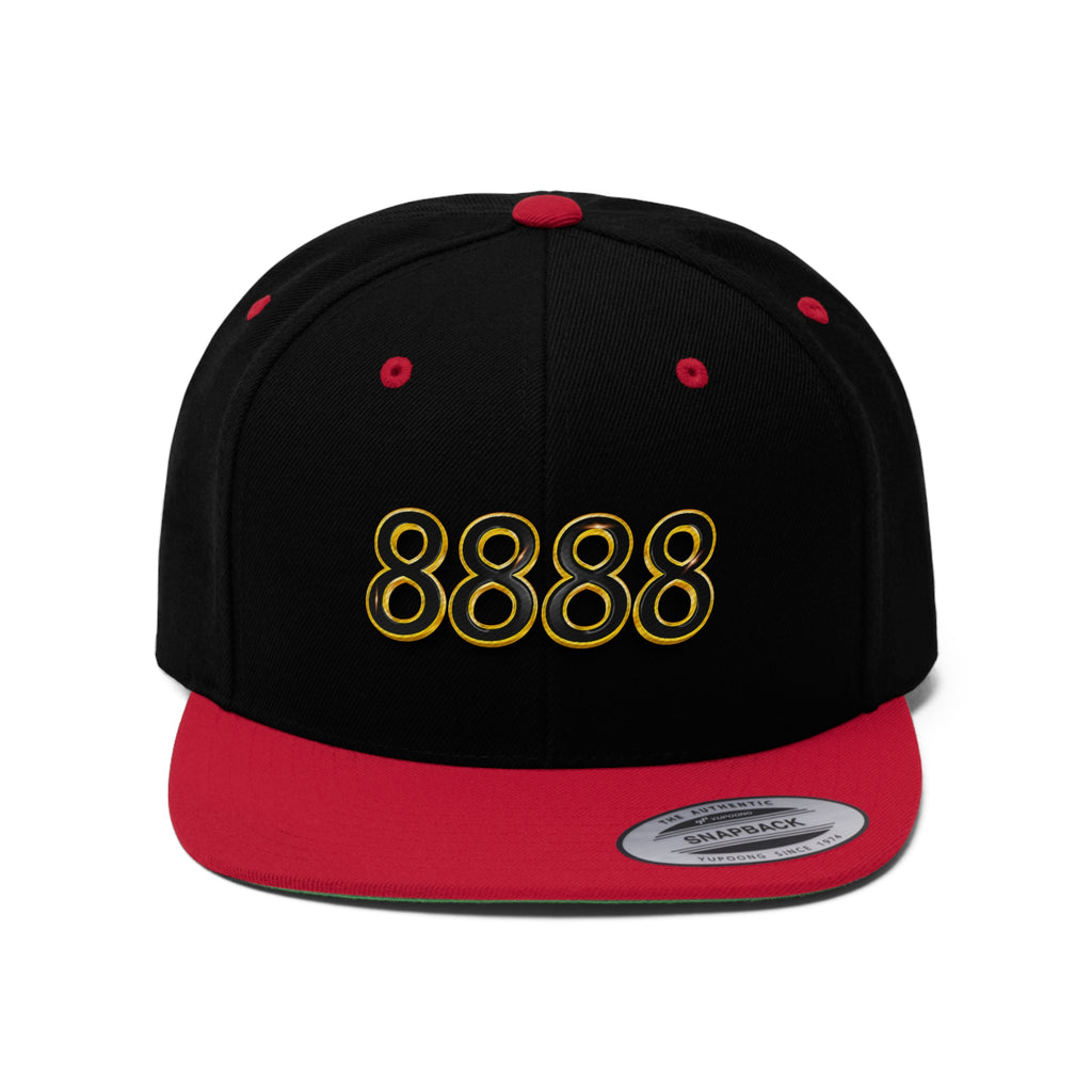 Angel Number 8888 Unisex Flat Bill Hat Printify