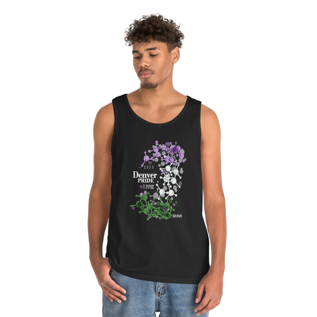 Genderqueer Flag Denver Pride Heavy Cotton Tank Top Unisex Size - My Rainbow Is In My DNA SHAVA