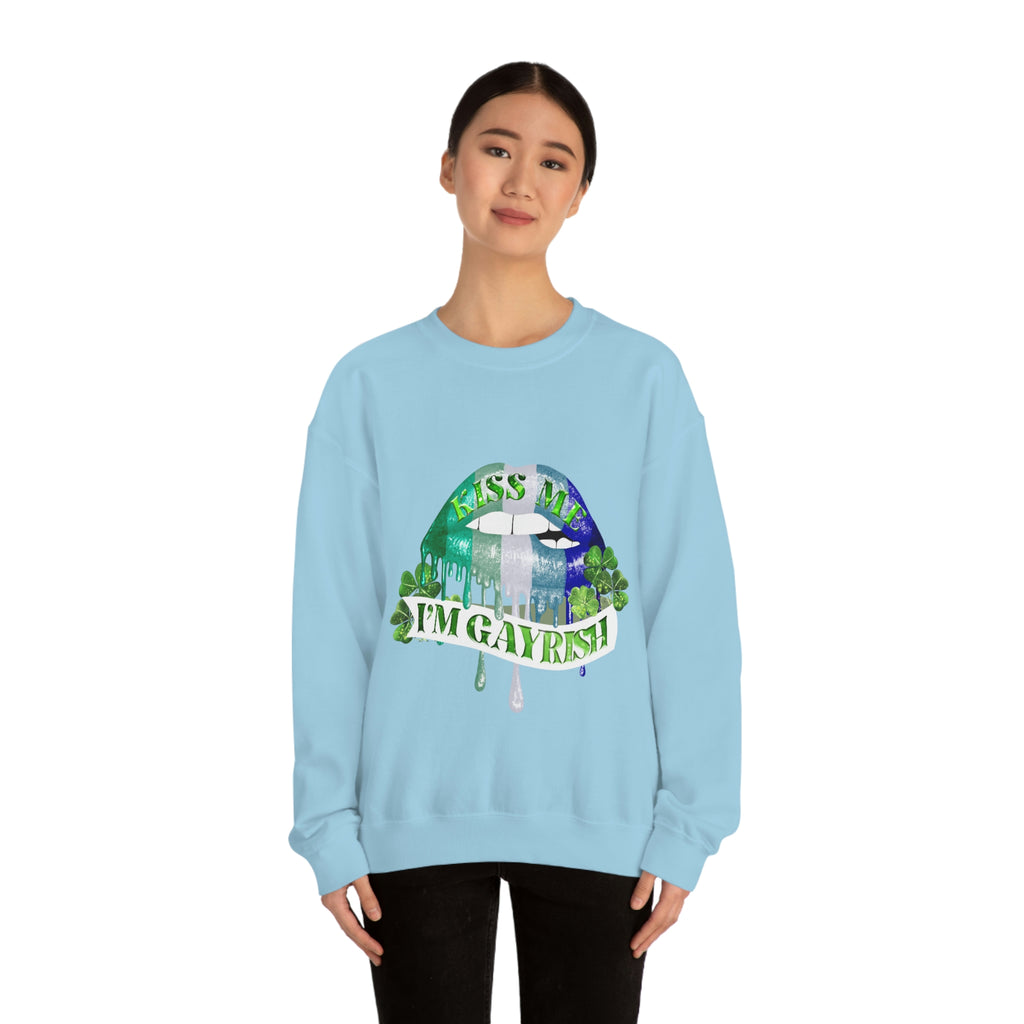 Gay Flag Heavy Blend Crewneck Sweatshirt St. Patricks Day Unisex Size - Kiss Me Printify