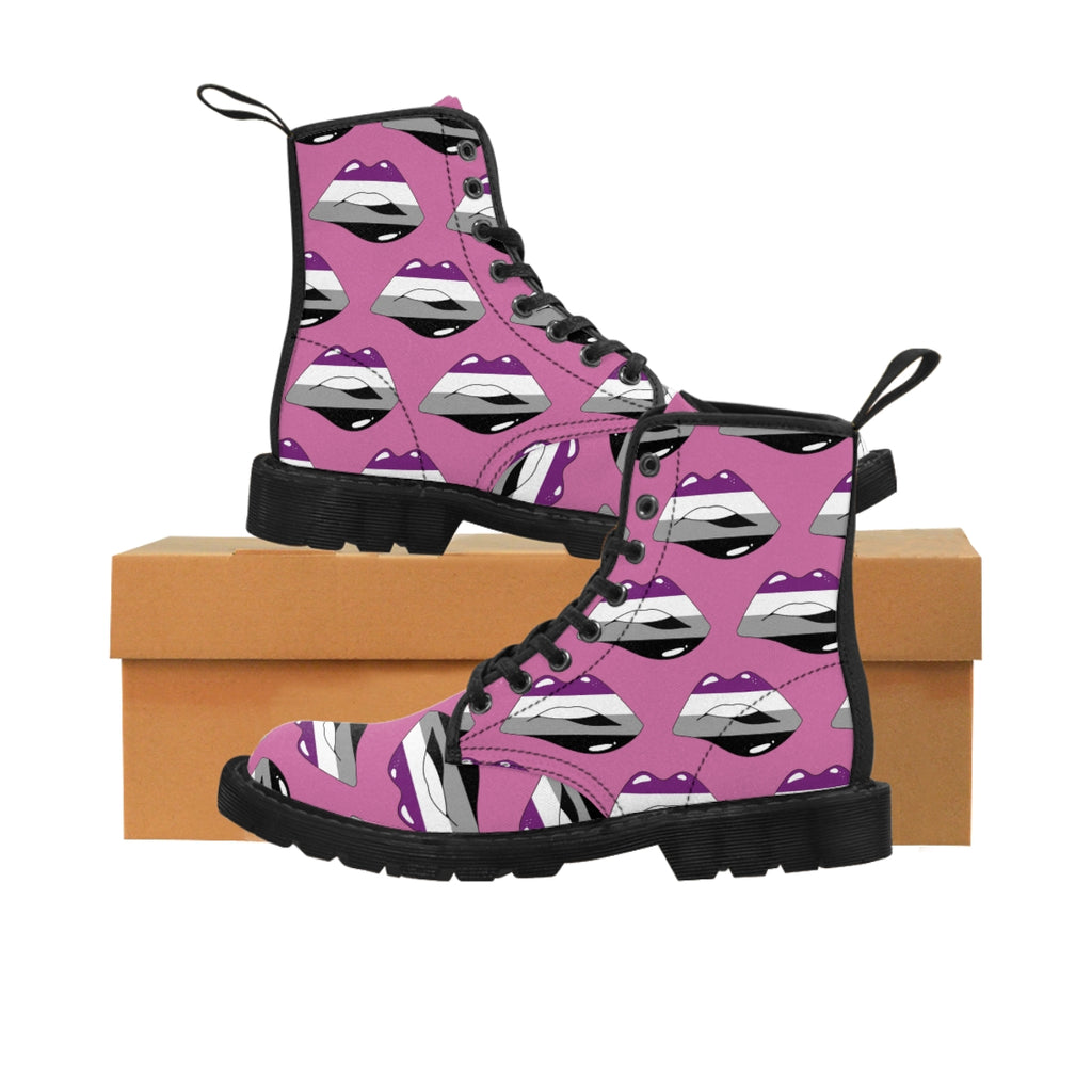 Asexual Flag Kisses LGBTQ Pink Canvas Boots Unisex Size Printify