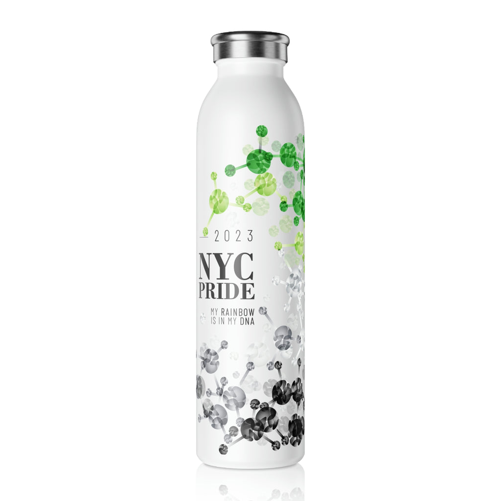 Aromantic Flag Slim Water Bottle NYC Pride - My Rainbow is In My DNA SHAVA CO