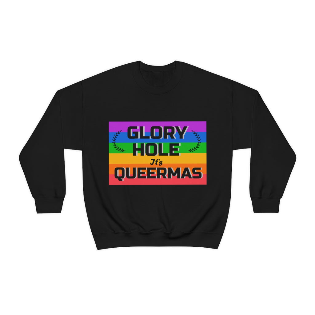 Unisex Christmas LGBTQ Heavy Blend Crewneck Sweatshirt - Glory Hole It’s Queermas Printify