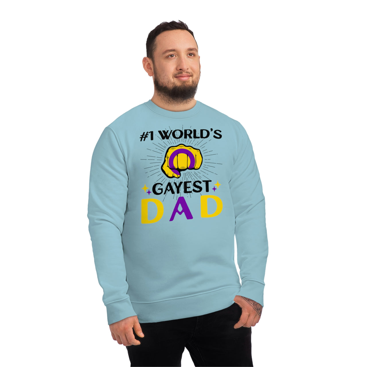 Intersexual Pride Flag Sweatshirt Unisex Size - #1 World's Gayest Dad Printify