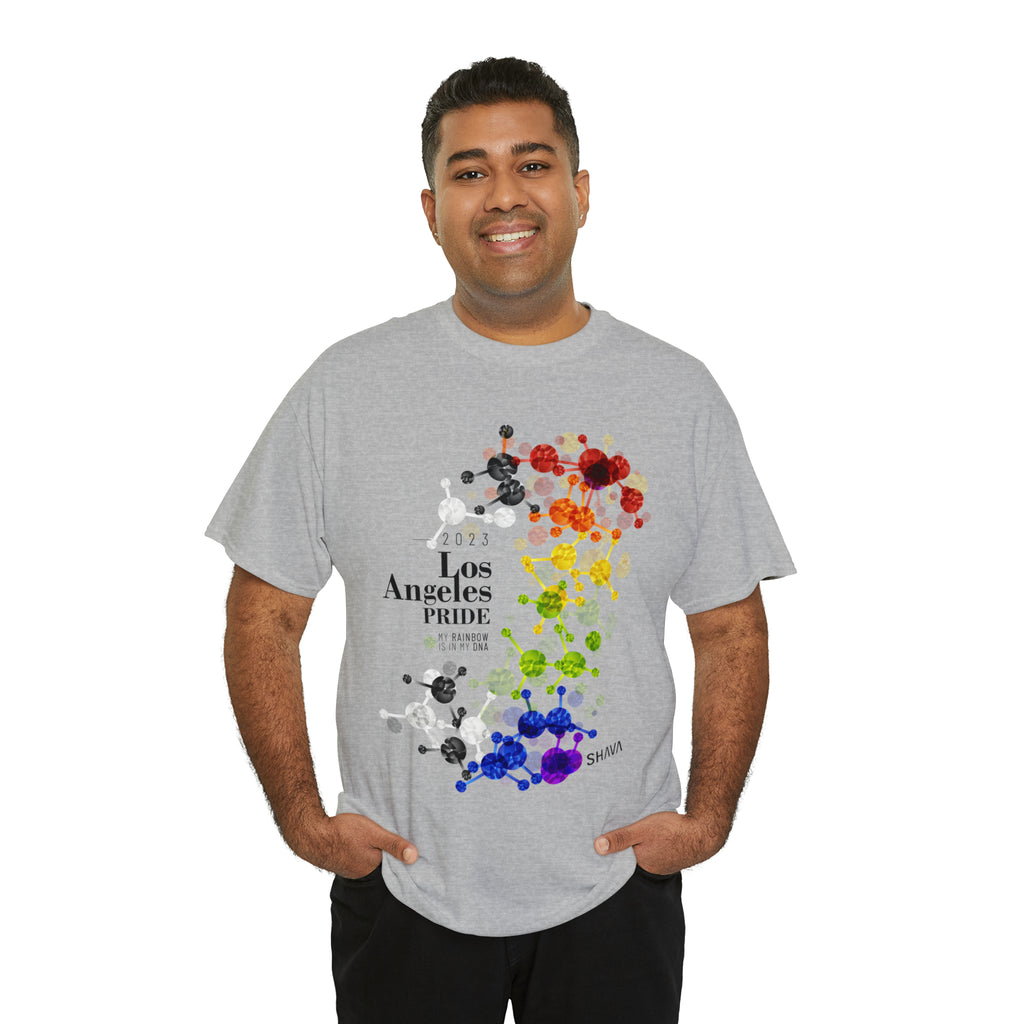 SHAVA CO Straight ally Flag 2023 Pride, Los Angeles Unisex Heavy Cotton Tee - My Rainbow Is In My DNA Printify