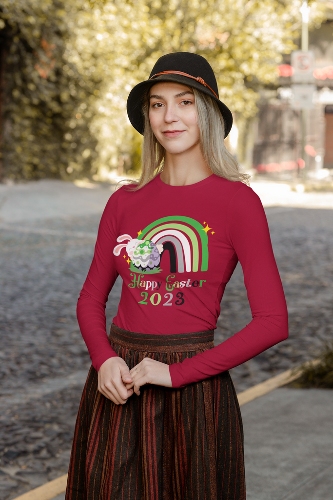 Aromantic Flag Long Sleeves Easter Festival Unisex Size - Happy Easter 2023 SHAVA