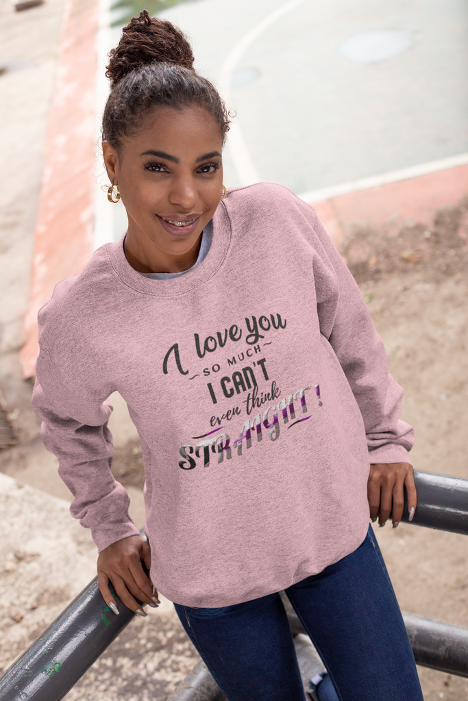 Demisexual  Flag LGBTQ Affirmation Crewneck Sweatshirt Unisex Size - I Can't Even Think Straight Printify