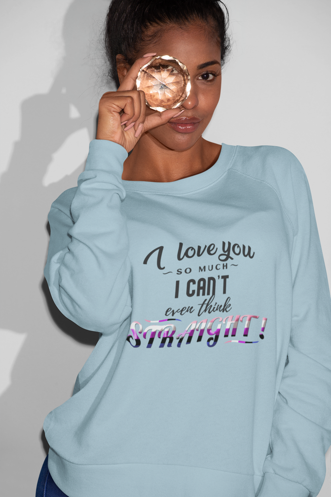Genderfluid  Flag LGBTQ Affirmation Crewneck Sweatshirt Unisex Size - I Can't Even Think Straight Printify