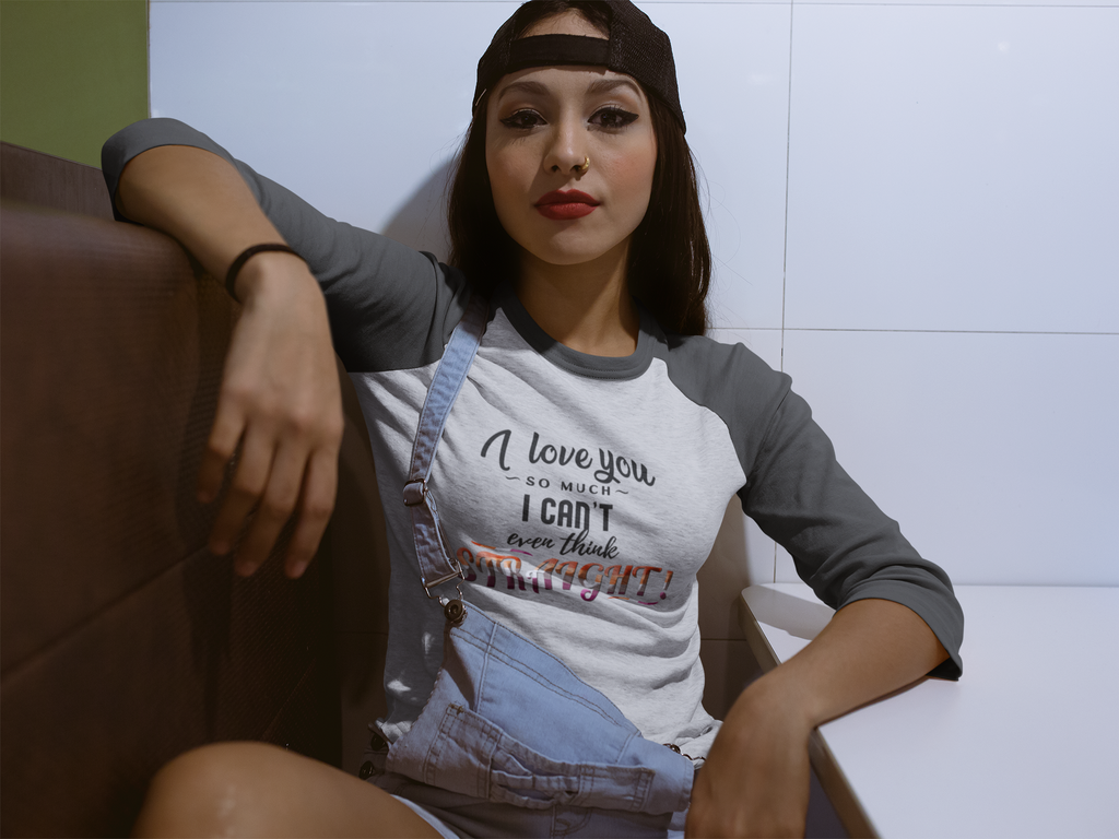 Lesbian Flag LGBTQ Affirmation Tri-Blend Raglan Tee Unisex Size - I Can't Even Think Straight Printify