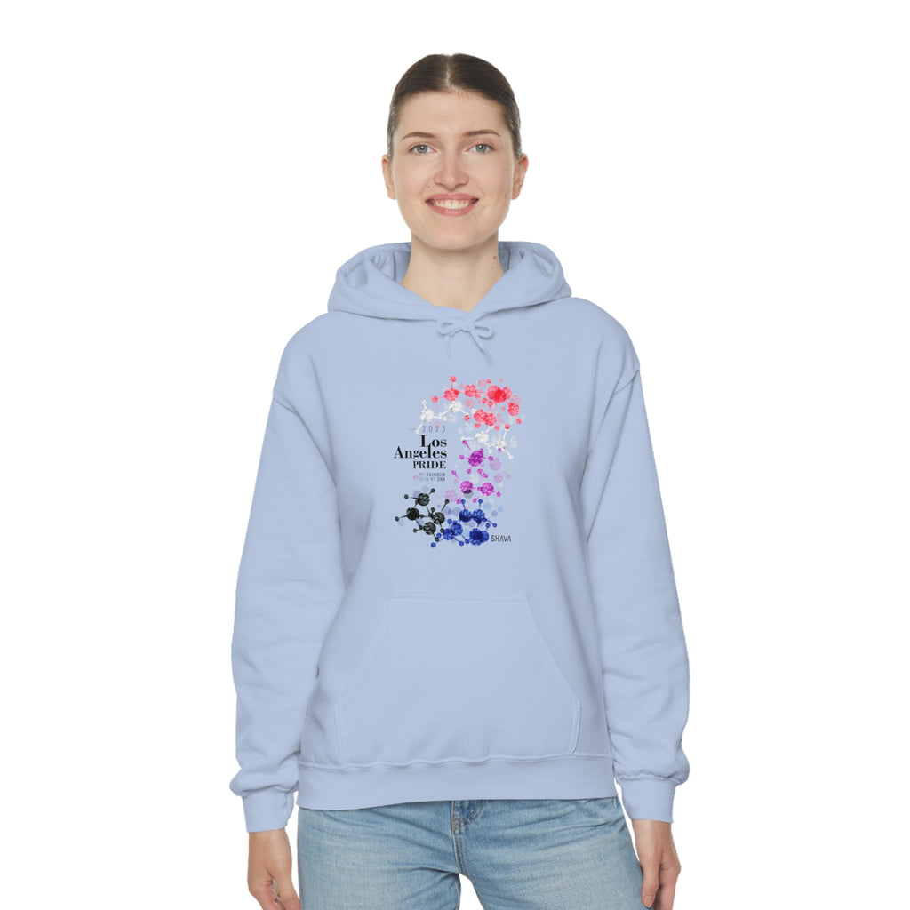 SHAVA CO Genderfluid Flag 2023 Pride, Los Angeles Unisex Heavy Blend™ Hooded Sweatshirt - My Rainbow Is In My DNA Printify