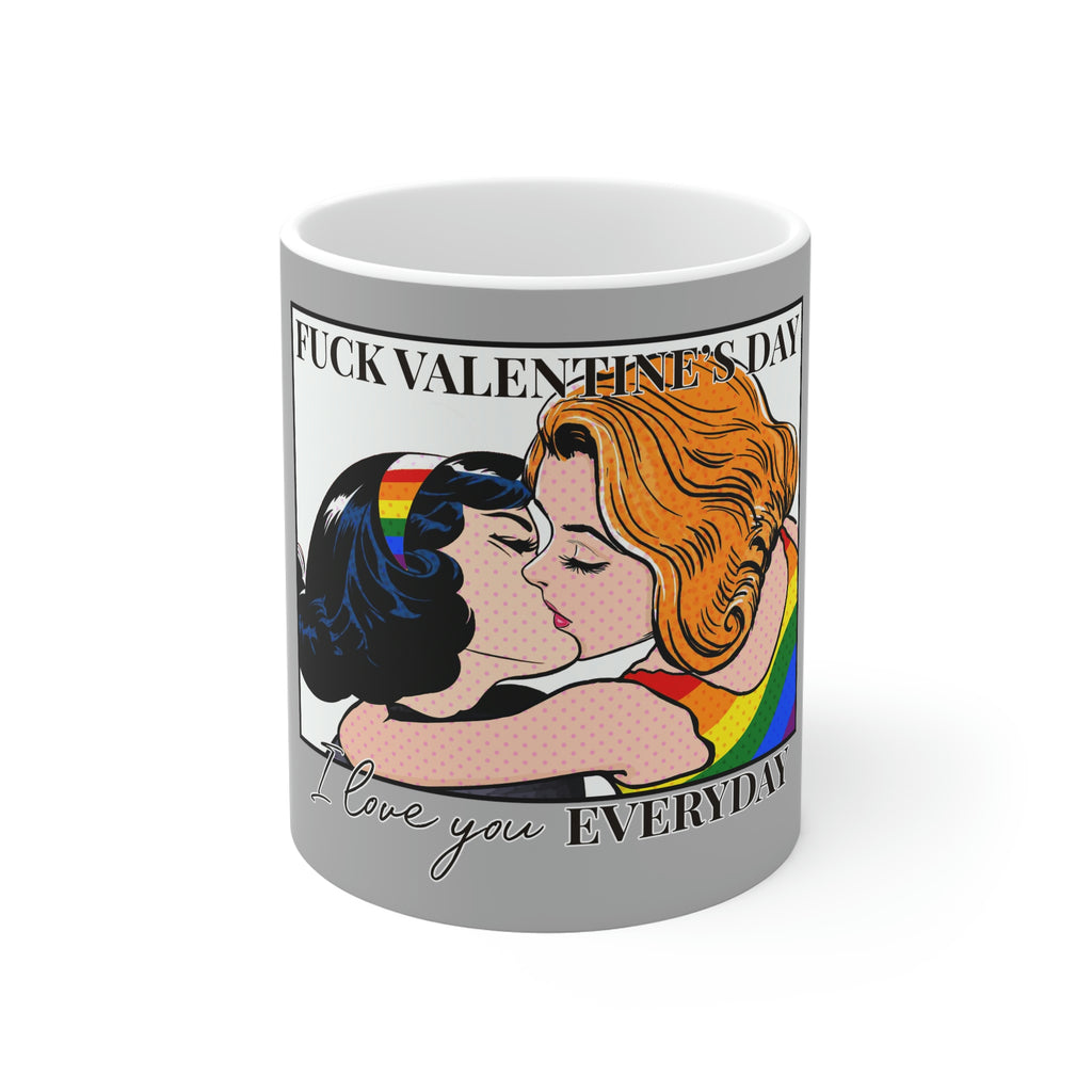 11oz Light Grey Mug - Fuck Valentine's Day Printify