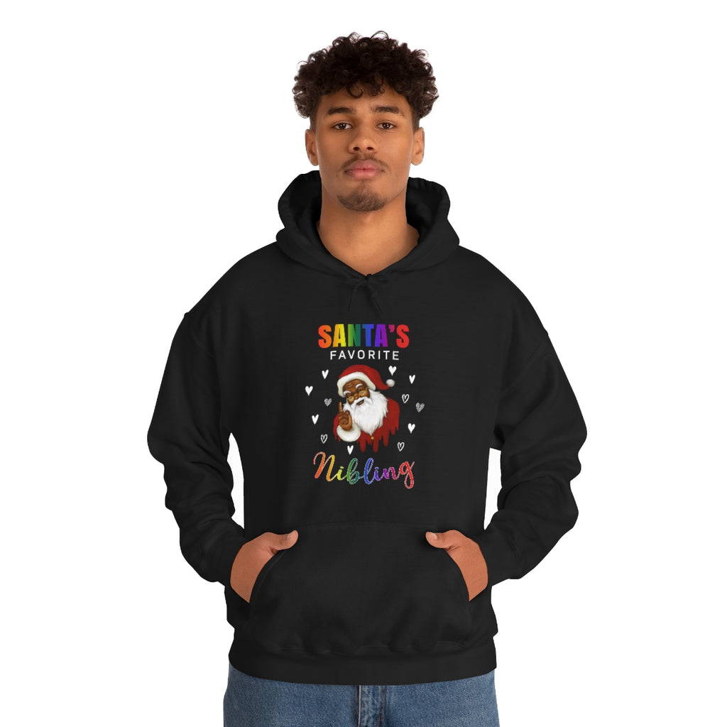 Unisex Christmas LGBTQ Heavy Blend Hoodie - Santa’s Favorite Nibling Printify