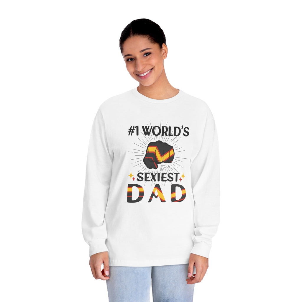 Rubber Pride Flag Unisex Classic Long Sleeve Shirt - #1 World's Sexiest Dad Printify