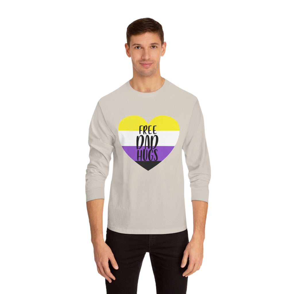 Non Binary Pride Flag Unisex Classic Long Sleeve Shirt - Free Dad Hugs Printify