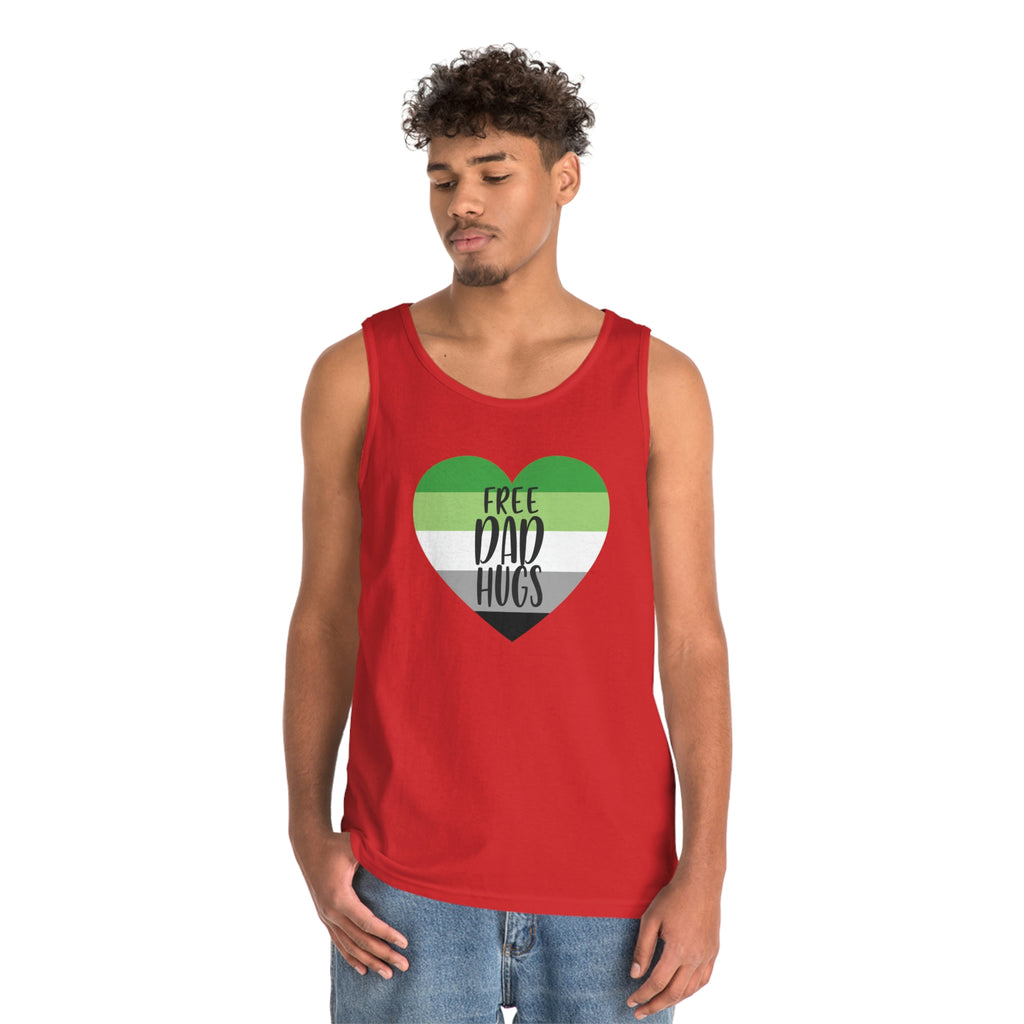 Aromantic Pride Flag Heavy Cotton Tank Top Unisex Size - Free Dad Hugs Printify