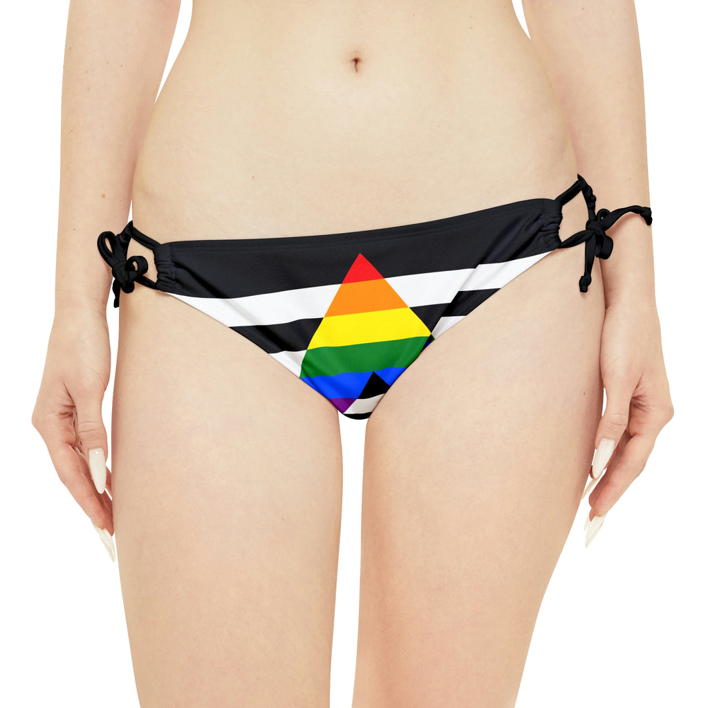 Straight Ally Pride Flag Loop Tie Side Bikini Bottom Printify