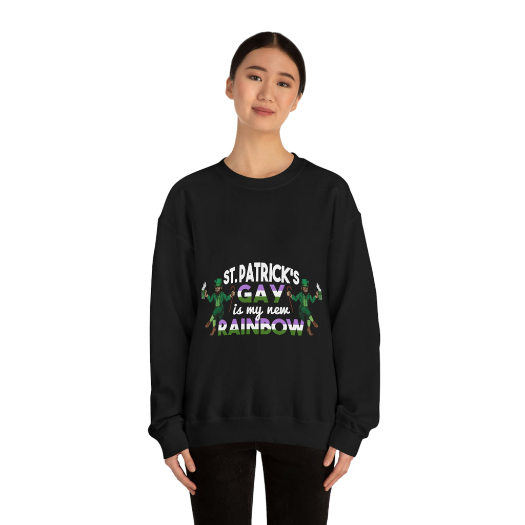 Genderqueer Flag Heavy Blend Crewneck Sweatshirt St. Patricks Day Unisex Size - St. Patricks Gay Is My New Rainbow Printify