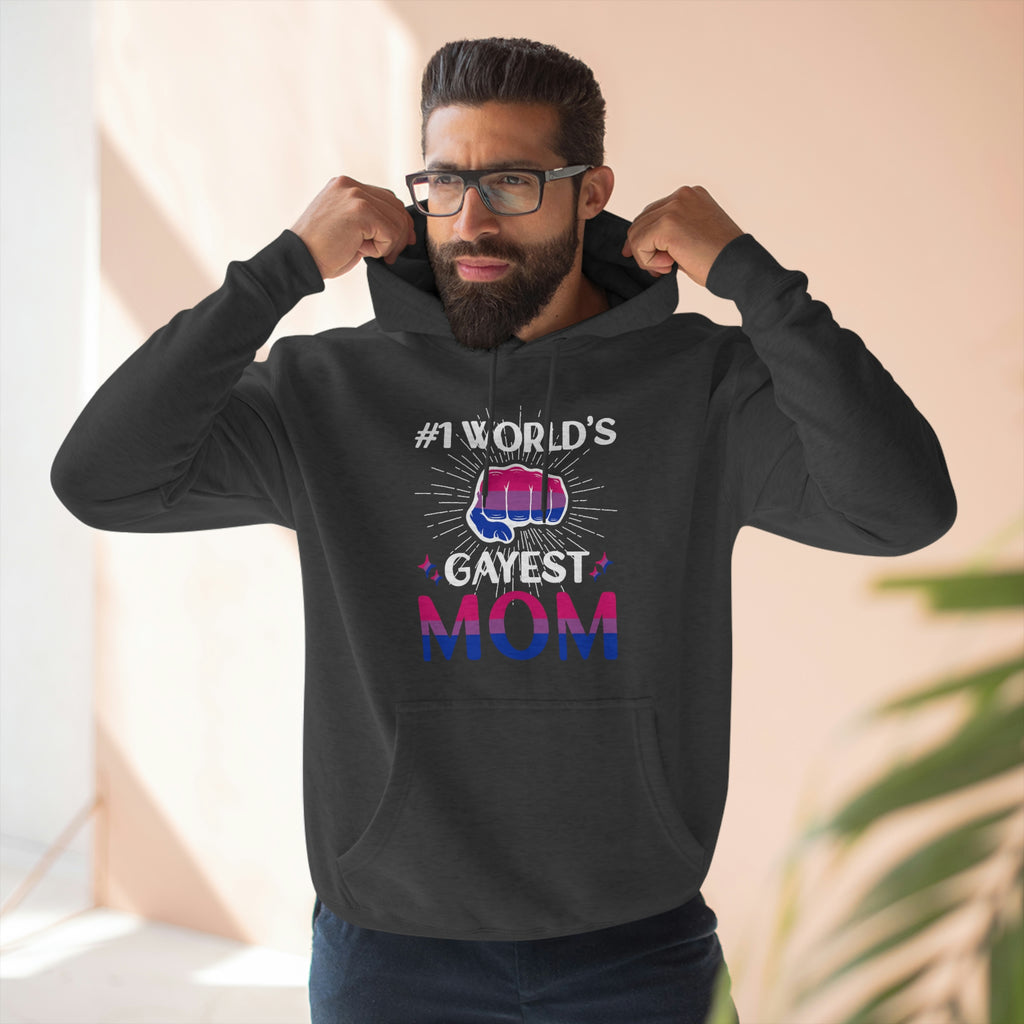 Bisexual Flag Mother's Day Unisex Premium Pullover Hoodie - #1 World's Gayest Mom Printify