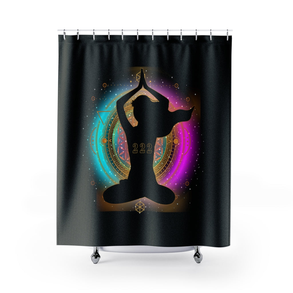 Yoga Spiritual Meditation Shower Curtains - Alignment 222 Angel Number Printify