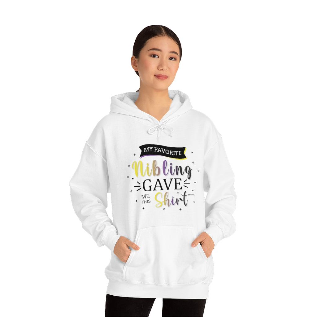 Unisex Non Binary Christmas LGBTQ Heavy Blend Hoodie - MY Favorite Nibling Gave Me This Shirt Printify