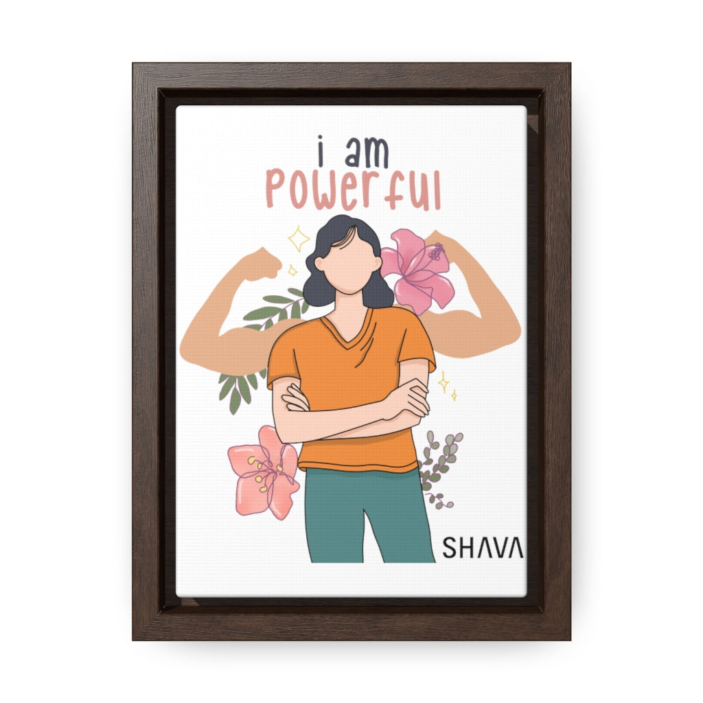 Affirmation Feminist Pro Choice Canvas Print With Vertical Frame - I Am Powerful Printify