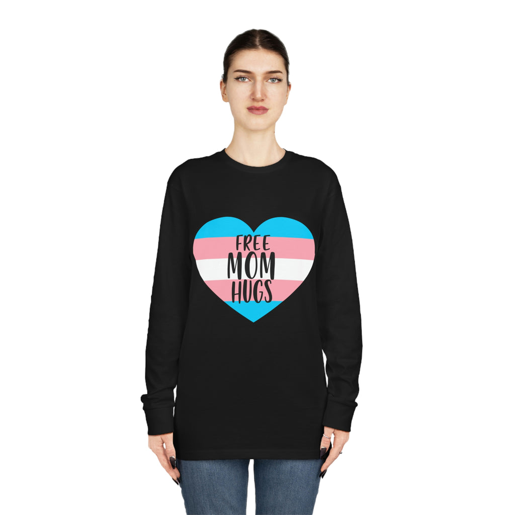 Transgender Flag Long Sleeve Crewneck Tee - Free Mom Hugs Printify