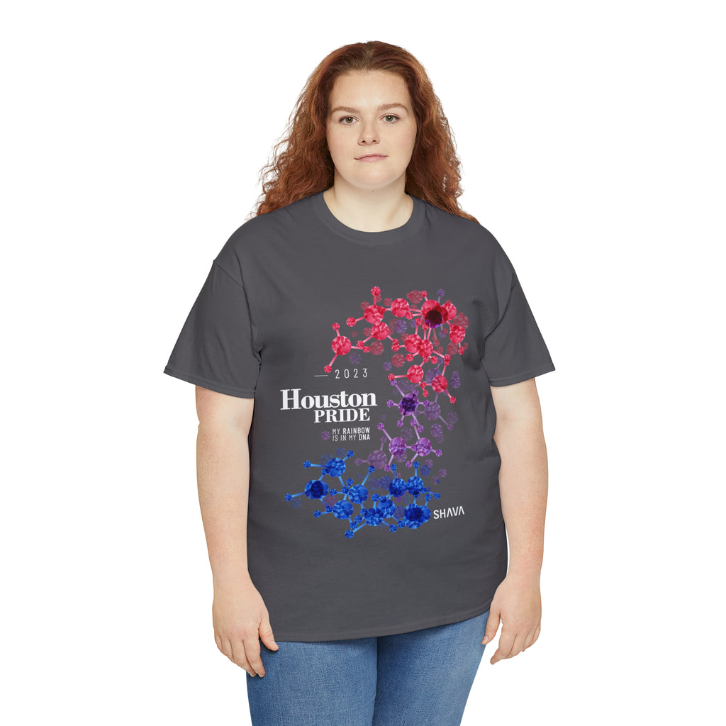 SHAVA CO Bisexual Flag 2023 Pride, Houston  Unisex Heavy Cotton Tee - My Rainbow Is In My DNA Printify