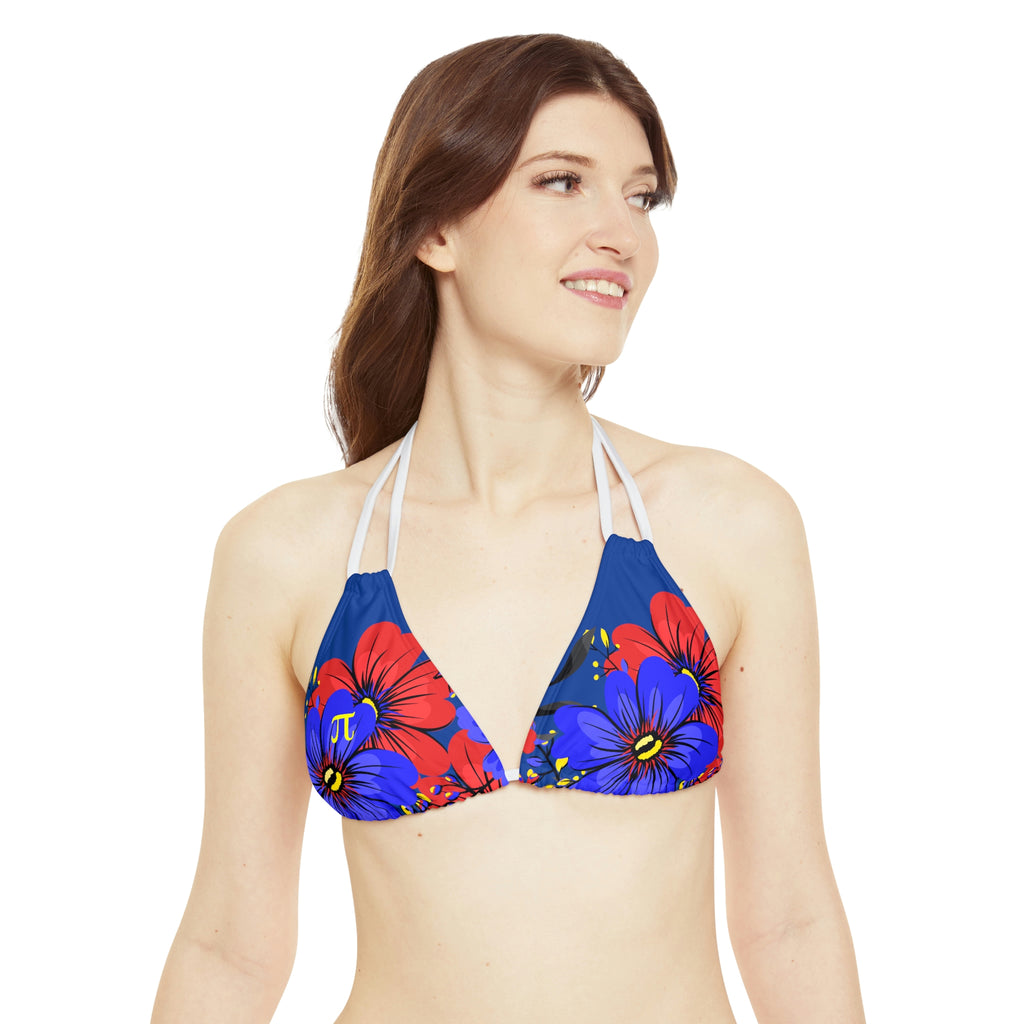 Polyamory Pride Flag Floral Strappy Triangle Bikini Top SHAVA CO