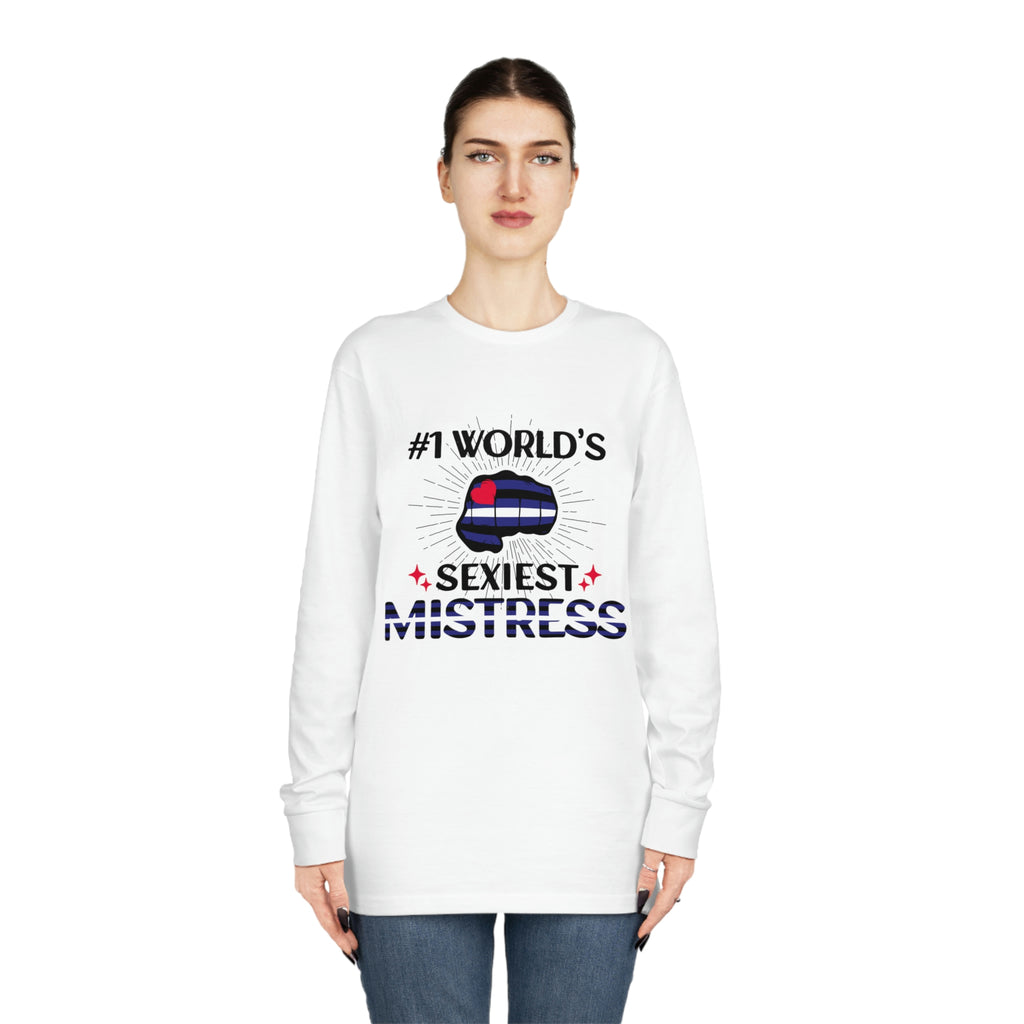 Leather Flag Long Sleeve Crewneck Tee - #1 World's Sexiest Mistress Printify