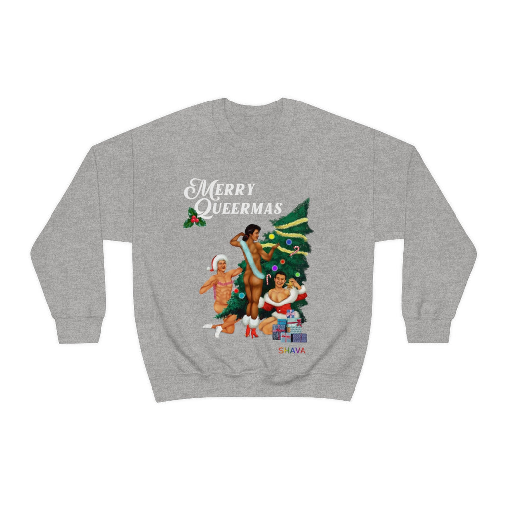 Unisex Holigays Christmas LGBTQ Heavy Blend Crewneck Sweatshirt - Merry Queermas Printify