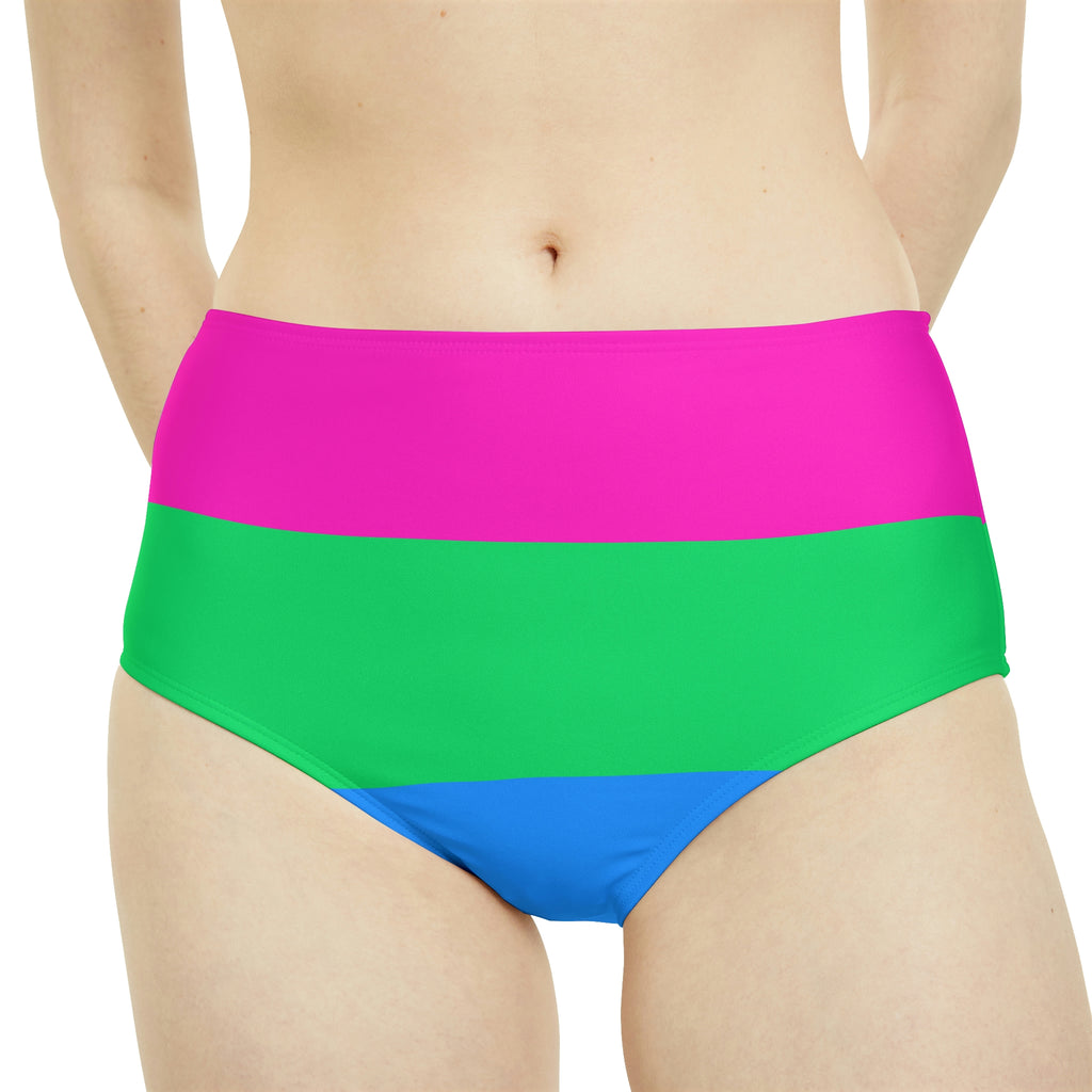 Polysexual Pride Flag High-Waist Hipster Bikini Bottom Printify