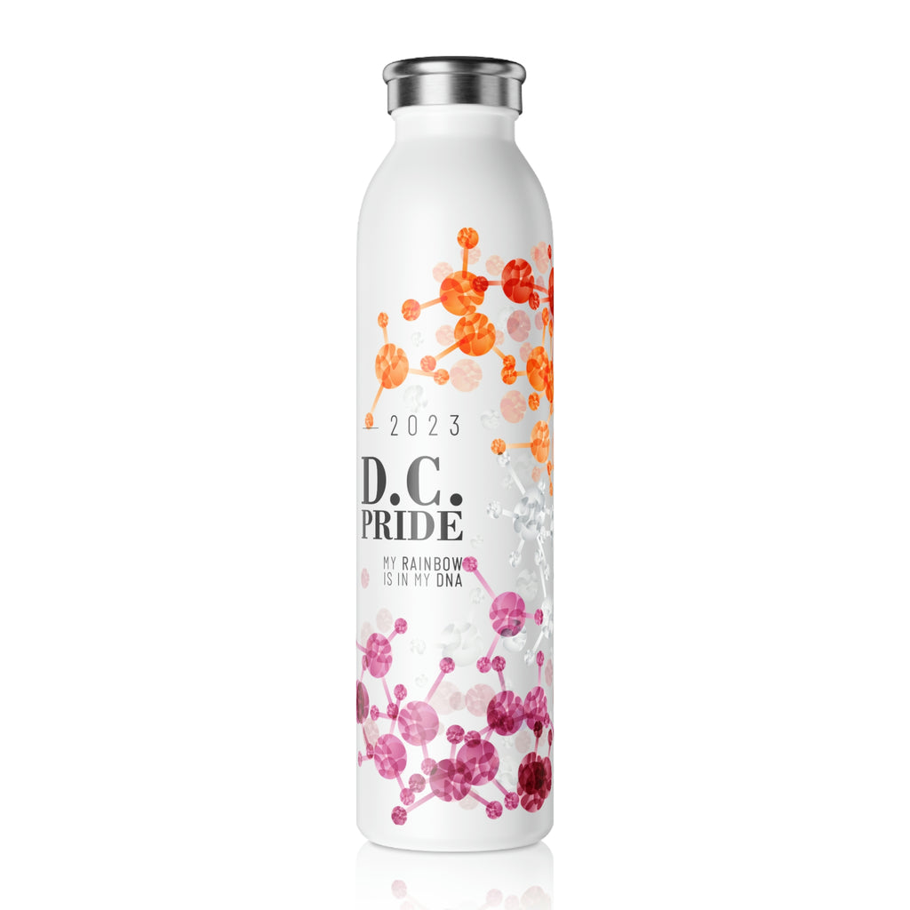 Lesbian Flag Slim Water Bottle D.C. Pride - My Rainbow is In My DNA SHAVA CO