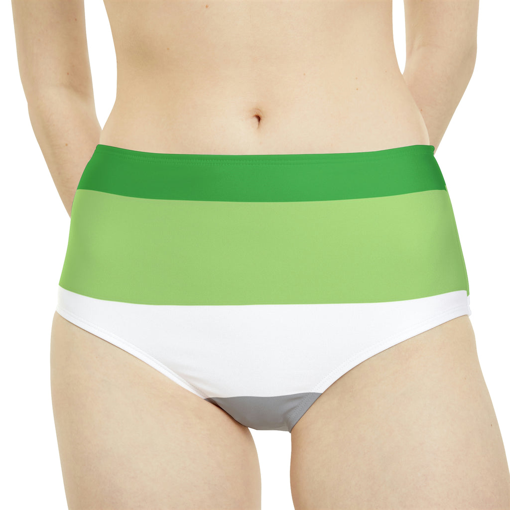 Aromantic Pride Flag High-Waist Hipster Bikini Bottom Printify
