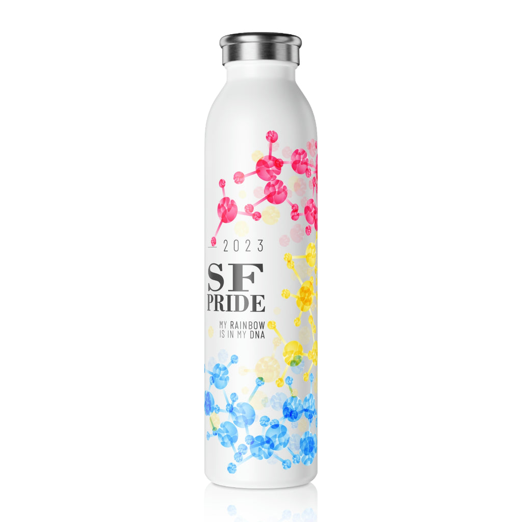 Pansexual Flag Slim Water Bottle San Francisco Pride - My Rainbow is In My DNA SHAVA CO