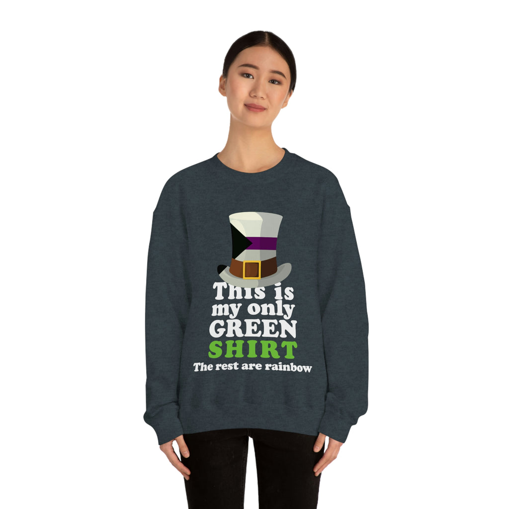 Demisexual Flag Heavy Blend Crewneck Sweatshirt St. Patricks Day Unisex Size - This Is My Only Green Shirt Printify