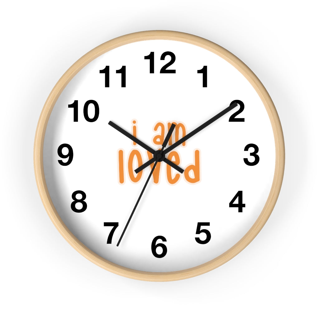 Affirmation Feminist pro choice Wall clock - I am loved orange with effects Printify