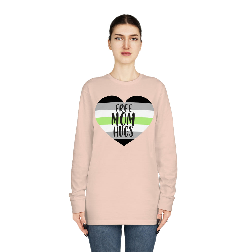 Agender Flag Long Sleeve Crewneck Tee - Free Mom Hugs Printify