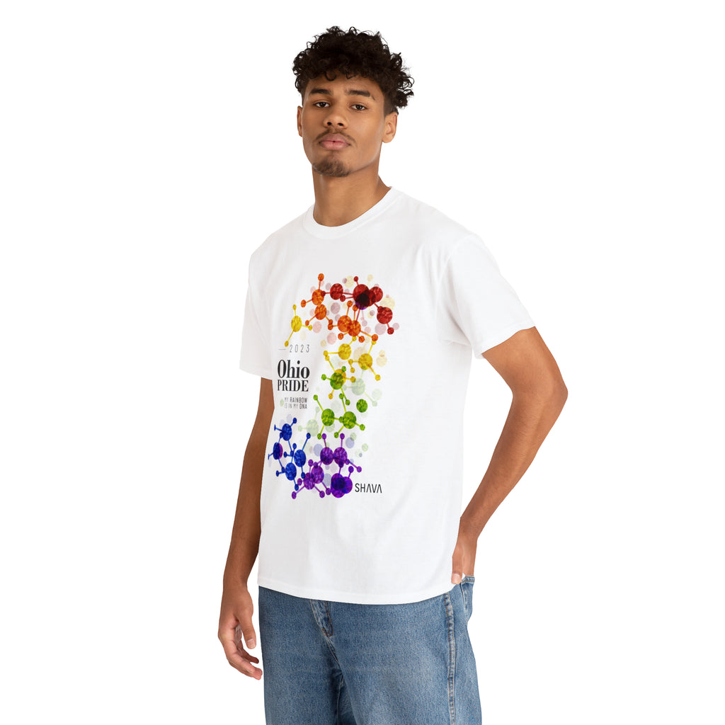 SHAVA CO Rainbow Flag 2023 Pride, Ohio Unisex Heavy Cotton Tee - My Rainbow Is In My DNA Printify