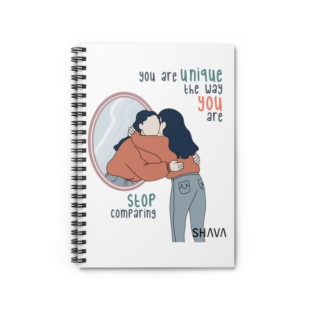 Affirmation Feminist Pro Choice Ruled Line Spiral Notebook - You Are Unique (White Girl) Printify