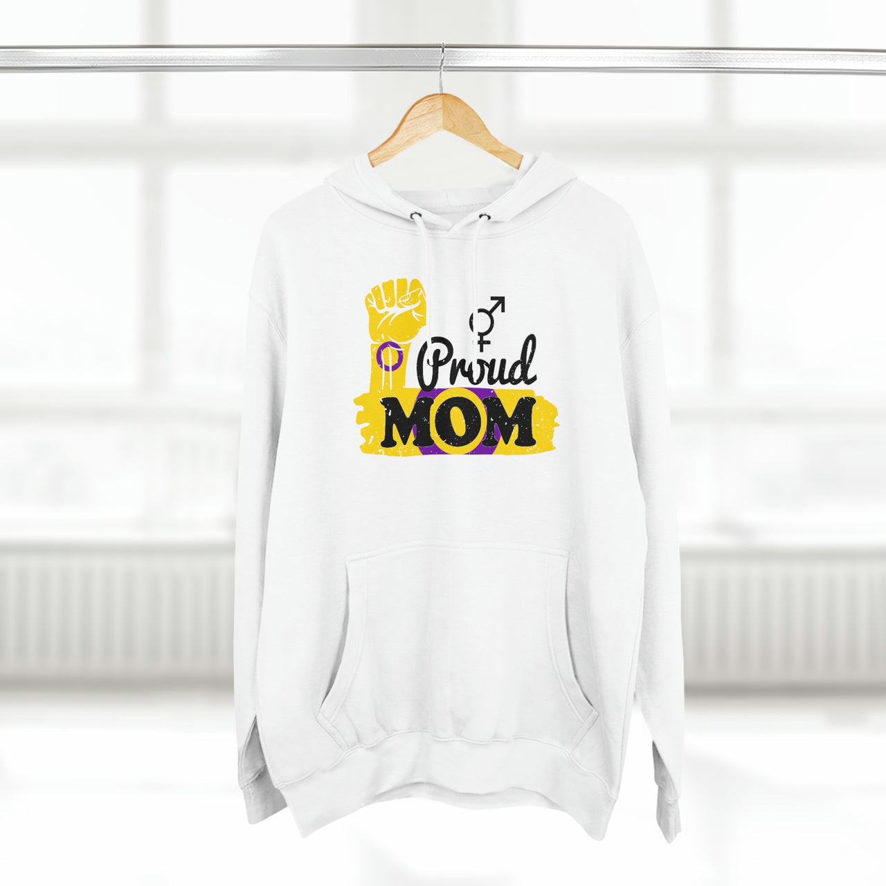 Intersex Flag Mother's Day Unisex Premium Pullover Hoodie - Proud Mom Printify