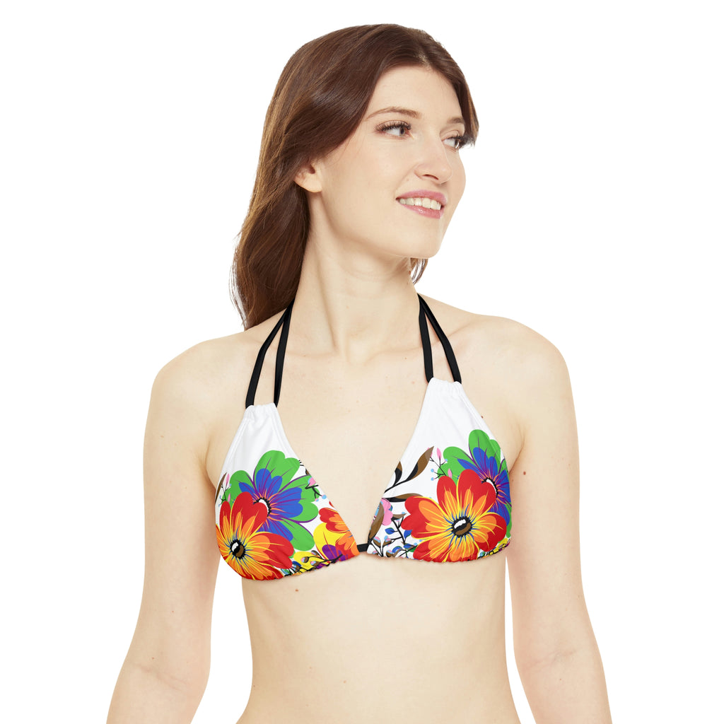 Progress Pride Flag Floral Strappy Triangle Bikini Top SHAVA CO